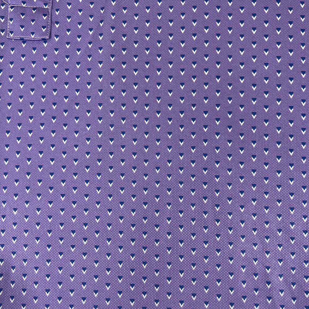 Straight Down Shirt XXL Purple Blue Polo Button Geometric Golf Stretch Mens